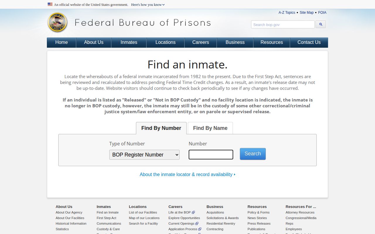 BOP search for federal inmates released in Fayette County