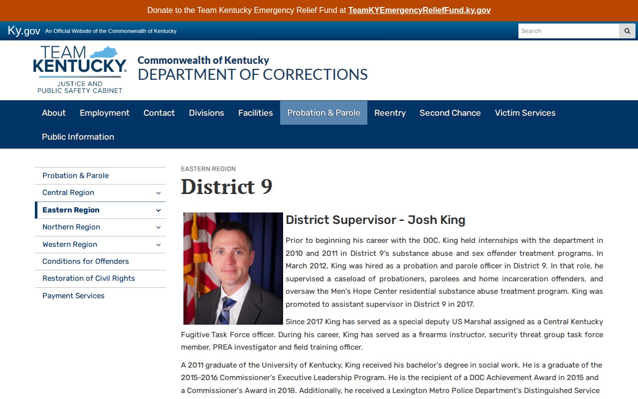 Fayette County parole and probation District 9 record