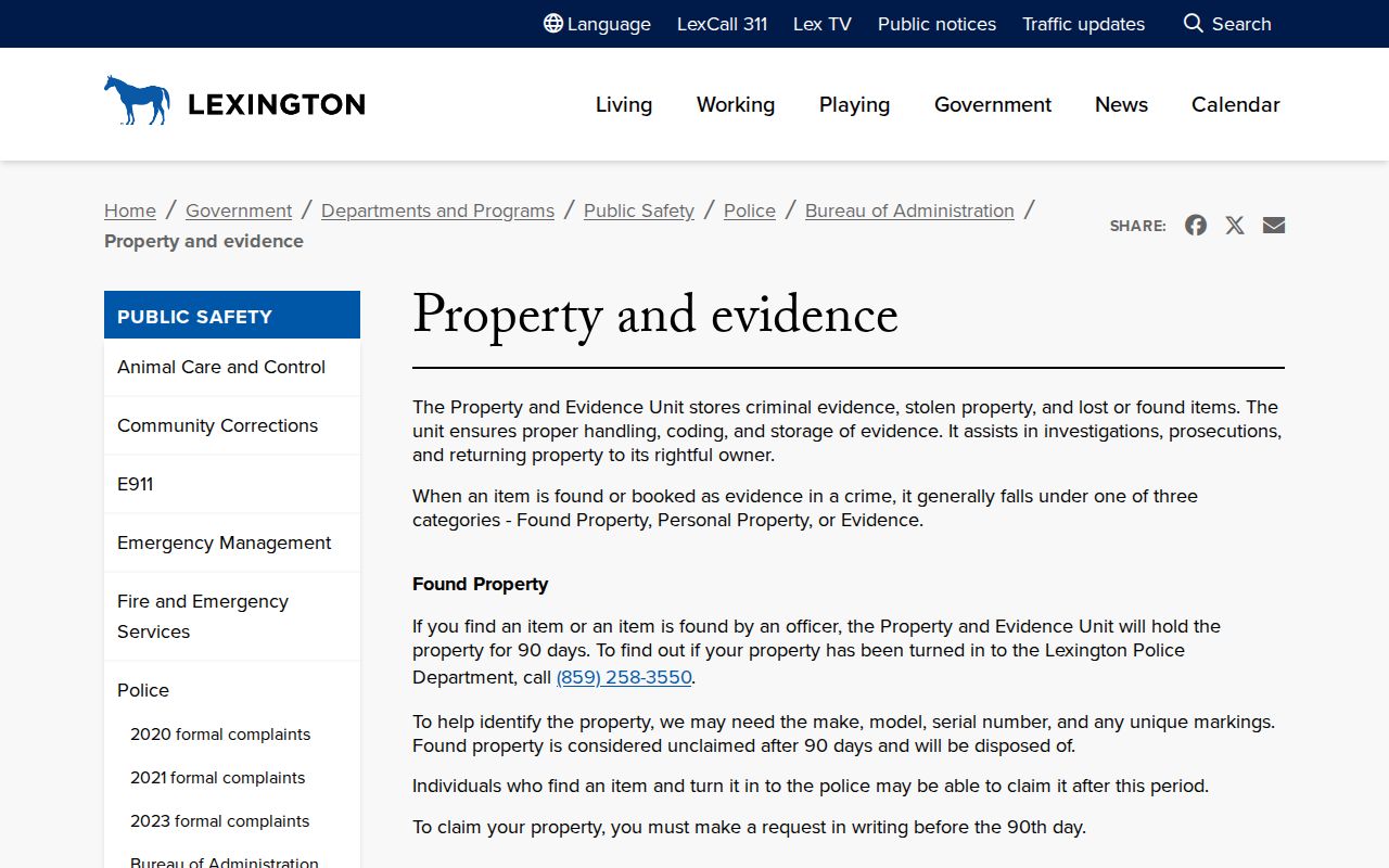 Lexington property guidance related to Fayette County release records